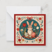 Süßer Hase mit Eiern und Blumen Botanischer Ostern Mitteilungskarte (Vorderseite)