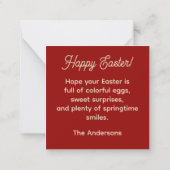 Süßer Hase mit Eiern und Blumen Botanischer Ostern Mitteilungskarte (Rückseite)
