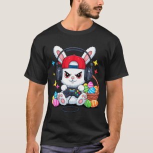 Süßer Hase mit Kopfhörern beim Gaming-Ostern T-Shirt