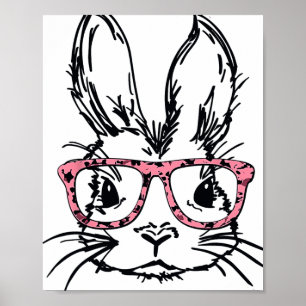 Süßer Hase mit Leopardendruck-Ostern Hase Fa Poster