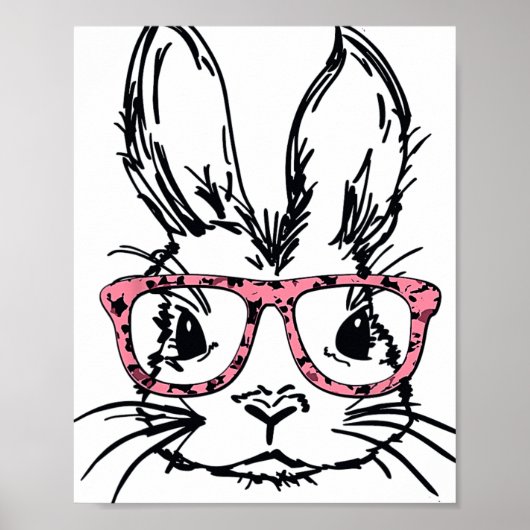 Süßer Hase mit Leopardendruck-Ostern Hase Fa Poster (Vorne)