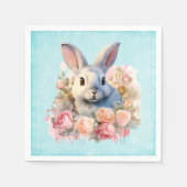 Süßer Hase mit Rosengirlande Serviette (Vorderseite)