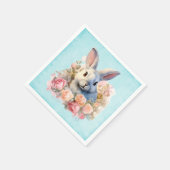 Süßer Hase mit Rosengirlande Serviette (Ecke)