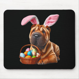 Süßer Hase Ohr Chinese Shar-pei Hund Ostern Ei Suc Mousepad