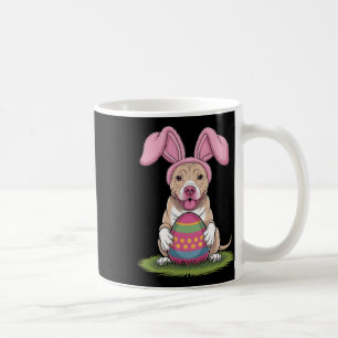 Süßer Hase Pitbull Hund Ostern Umarmen Eier Frohe Kaffeetasse