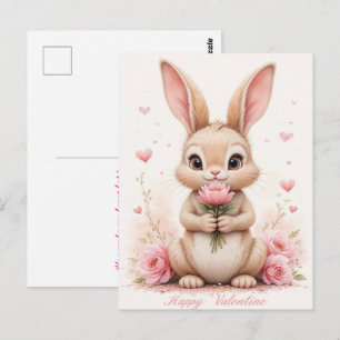 Süßer Hase Valentinstag Süßer Kaninchen Liebe Postkarte