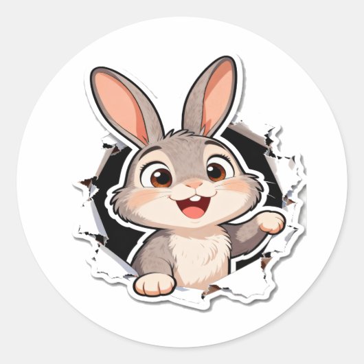 Süßer Hase zerissenes Papier Aufkleber (Vorderseite)