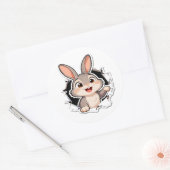 Süßer Hase zerissenes Papier Aufkleber (Umschlag)