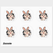 Süßer Hase zerissenes Papier Aufkleber (Blatt)