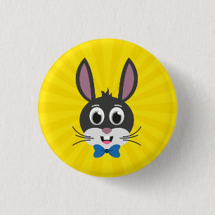 Süßer Hasengesicht-Junge Cartoon-Osterhase Button