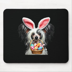 Süßer Hasenohren Chinese Crested Hund Ostereiersuc Mousepad