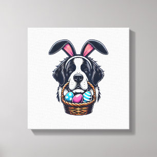 Süßer Hasenohren-Sankt-Bernhard-Hund-Ostern-Ei-Bes Leinwanddruck
