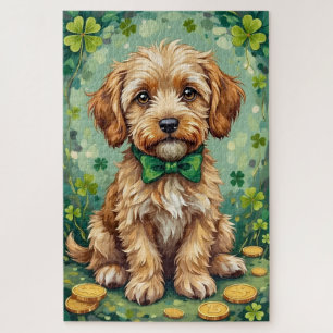Süßer Havanese Hund am St. Patrick's Day Puzzle