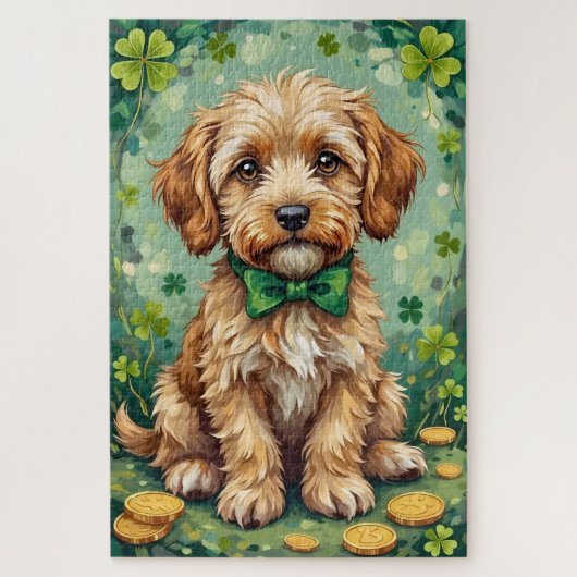 Süßer Havanese Hund am St. Patrick's Day Puzzle (Vertikal)