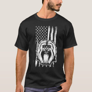 Süßer Havanese-Hund Amerikanische Flagge USA Welpe T-Shirt