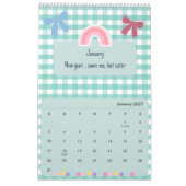 Süßer, heller Kalender mit Band- und Blumen-Zitate (Jan 2027)