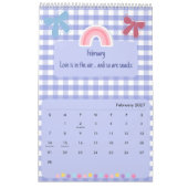 Süßer, heller Kalender mit Band- und Blumen-Zitate (Feb 2027)