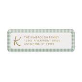 Süßer Hellgrüner Monogramm Gingham Karo (Vorne)