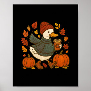 Süßer Herbst-Ente Pumpkin Spice Latte Herbst-Kaffe Poster