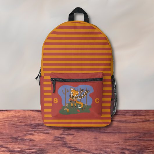 Süßer Herbst-Fuchs-Kinderrucksack mit Initialen Bedruckter Rucksack