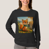 Süßer Herbst Fuchs Schal Langarm T-Shirt (Vorderseite)
