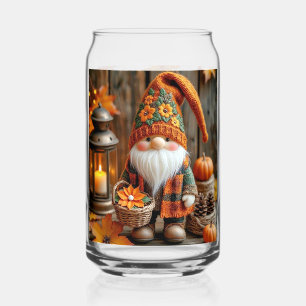Süßer Herbst-Gnom und Herbstlaub-Glasbecher Dosenglas
