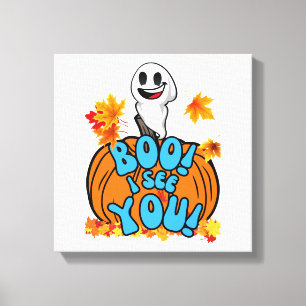 Süßer Herbst Halloween-Geist Boo! Ich sehe dich! A Leinwanddruck