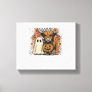 Süßer Herbst Highland-Kuh-Geist Halloween Leinwanddruck