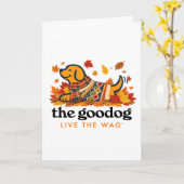 Süßer Herbst-Hund in Pullover Herbstlaub Karte (Gelbe Blume)