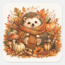 Süßer Herbst-Igel Wasserfarbe Kürbis Wald