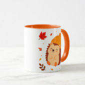 Süßer Herbst-Lächelnder-Igel-Wasserfarbe-Kaffee Tasse (VorderseiteRechts)
