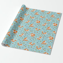 Süßer Herbst Mama und Babyfuchs auf Blau