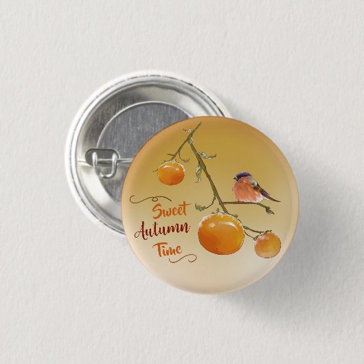 Süßer Herbst Orange Persimmon Frucht & Bird Button (Vorne & Hinten)