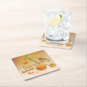 Süßer Herbst Orange Persimmon Frucht & Bird Rechteckiger Pappuntersetzer (Vor Ort)