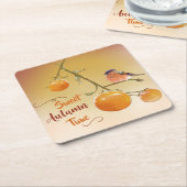 Süßer Herbst Orange Persimmon Frucht & Bird Rechteckiger Pappuntersetzer (angewinkelt)