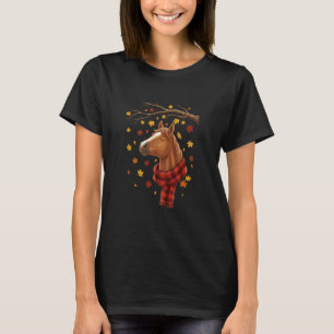 Süßer Herbst Pferdeliebhaber Herbstsaison Blätter  T-Shirt