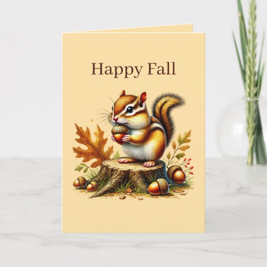 Süßer Herbst-Saison anpassbarer Chipmunk Karte (Vorderseite)