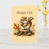 Süßer Herbst-Saison anpassbarer Chipmunk Karte (Gelbe Blume)