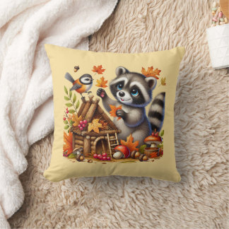 Süßer Herbst-Saison-Waschbär  Kissen