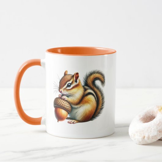 Süßer Herbst-Streifenhörnchen  Tasse (Mit Donut)