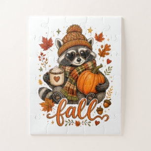 Süßer Herbst-Waschbär-Kürbis-Herbstkaffee Puzzle