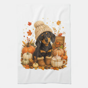 Süßer Herbst Wiener Hund Thanksgiving Geschirrtuch