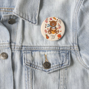 Süßer Herbstbabybär mit Honig und individuellem Te Button