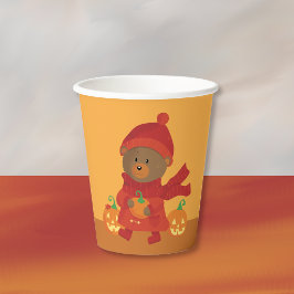 Süßer Herbstbär mit Kürbis Halloween-Papierbecher Pappbecher