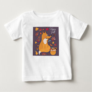 Süßer Herbstfuchs mit individuellem Text Baby T-shirt