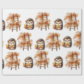 Süßer Herbstigel mit Ernteleiter-Illustration Geschenkpapier (Flach)