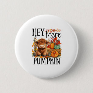 Süßer Herbstkuh Hallo Kürbis Herbst Thanksgiving Button