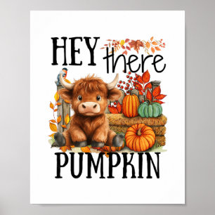 Süßer Herbstkuh Hallo Kürbis Herbst Thanksgiving Poster