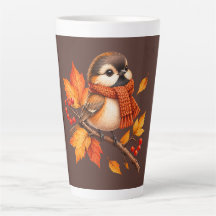 Süßer Herbstvogel mit gemütlicher Schärpe – Herbst