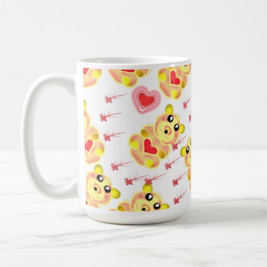 Süßer Herz Bär Nursery Muster Kaffeetasse (Links)